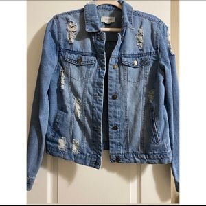 Distressed jean jacket